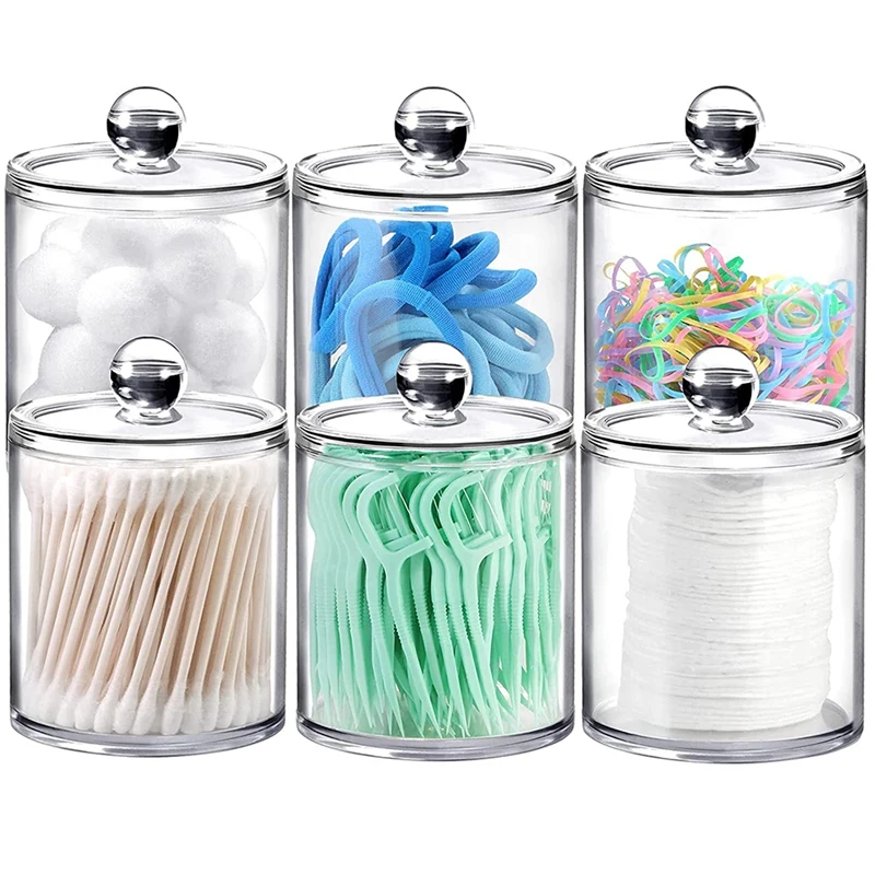 

NEW-Qtip Dispenser Apothecary Jars Bathroom With Lids- Qtip Holder Storage Canister Organization For Cotton Ball,Cotton Swab