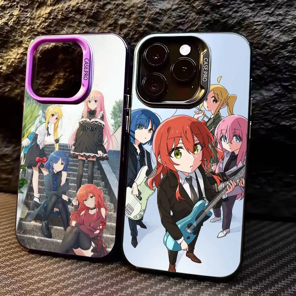 

B-Bocchi the Rock Band Phone Case For iPhone17,16,15,14,13,12,11 Plus,Pro Max Colored Silver Plated Inside Cover