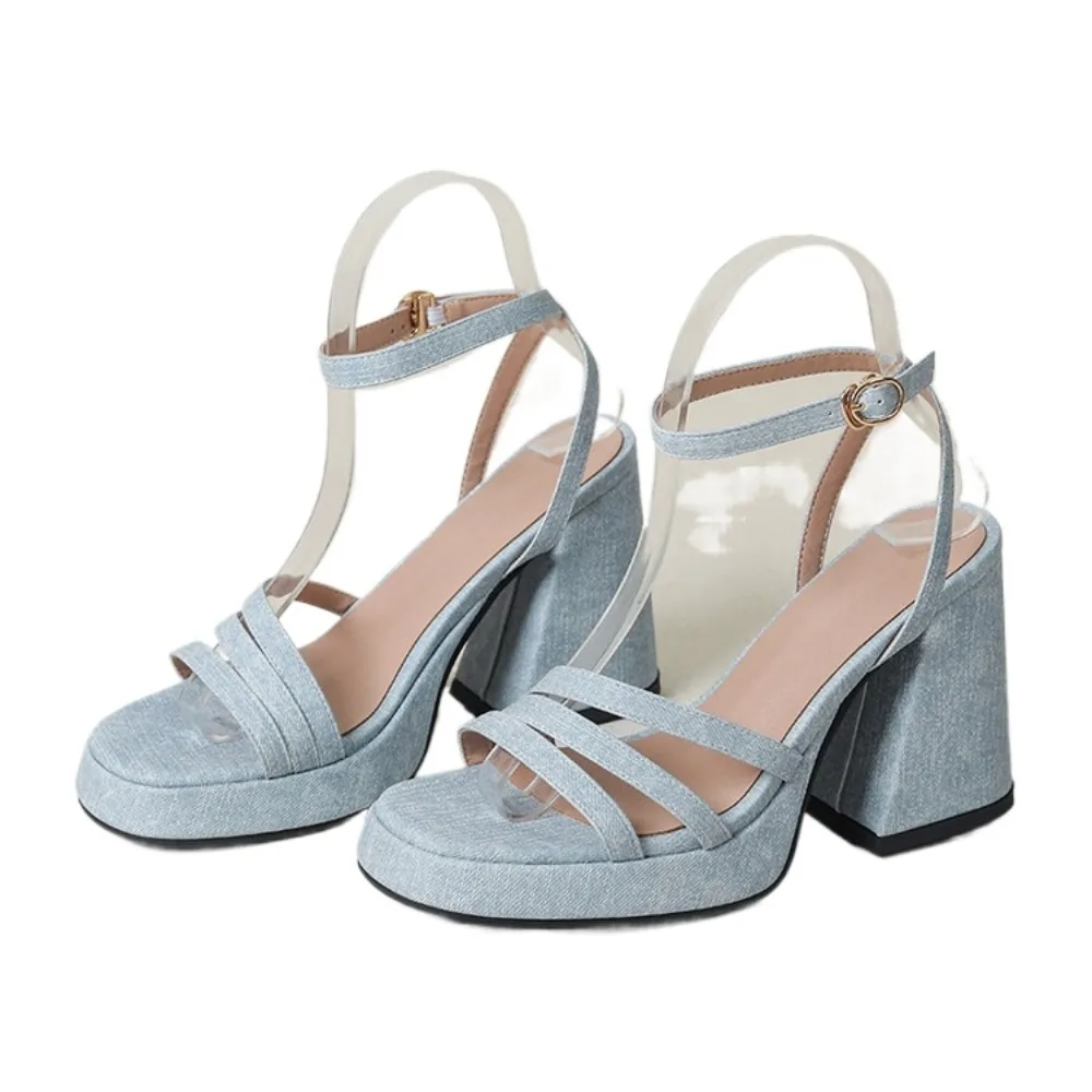 

Thick High Heels Sandals Women Elegant Fashion Peep Toe One Word Buckle Strap Party Dress Wedding Bride Platform Sandals 1054-8