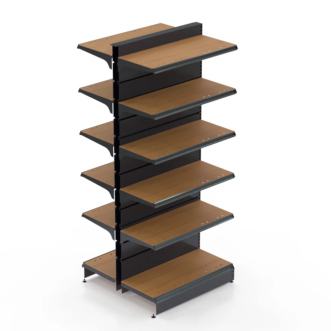 New Design Booth Iron Shelf Wooden Display Shelf Hanging Boat Shop Shopping Center Wooden Shelf