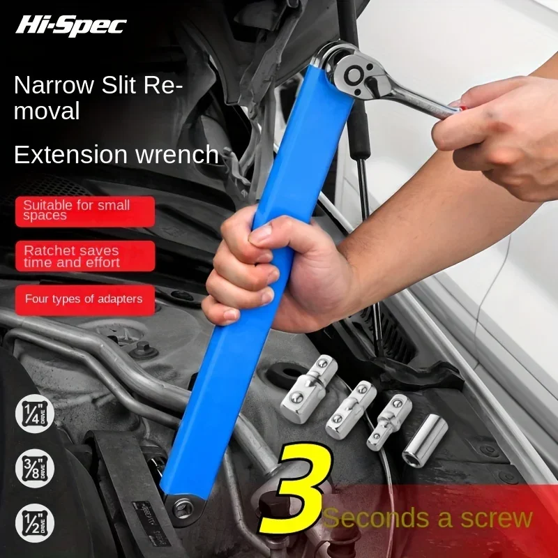 

15-inch Extension Wrench 3/8" Offset Impact-Ready Socket Wrench Tool Versatile Square Drive Adapters Extension Ratchet Wrench