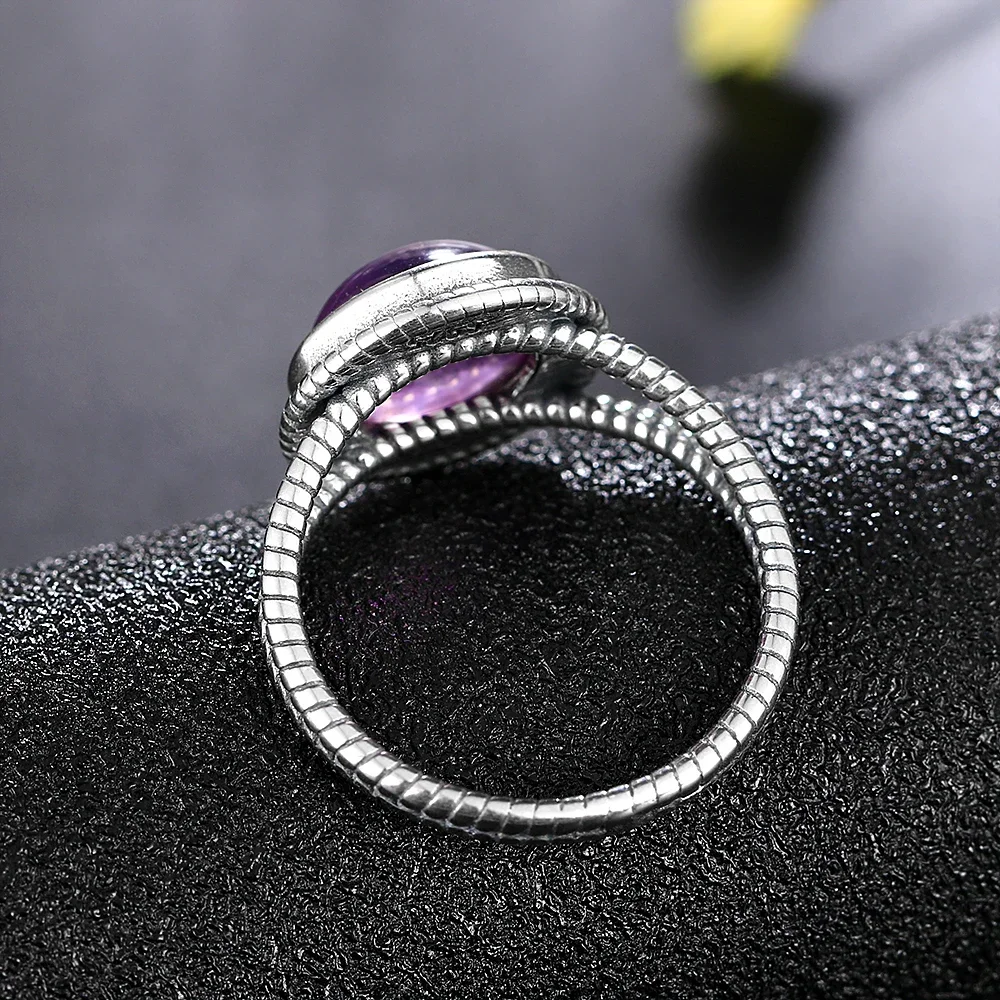 New Arrival Vintage Natural Amethyst Rings For Women 925 Sterling Silver Jewelry With Natural Stones Anniversary Gift