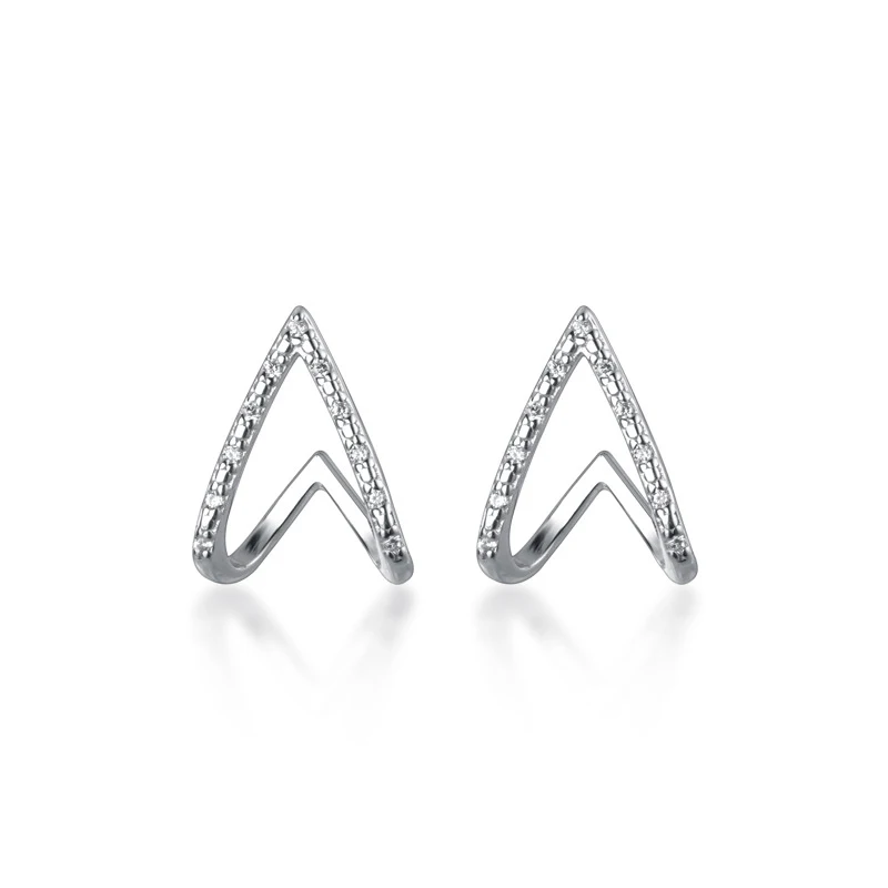 Modian Fashion 925 Sterling Silver v-shape śliczne Tiny stadniny kolczyki dla kobiet Luminous wyczyść CZ Ear Pin doskonałe akcesoria do biżuterii — zdjęcie 2