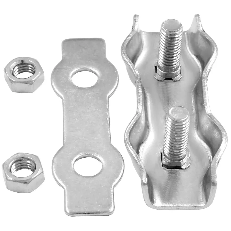 1/10pcs Duplex Wire Rope Clamp Stainless Steel Bolt Cable Clips Anti-Slip Rope Grip Fixing Tools Fasteners for Hanging Wire