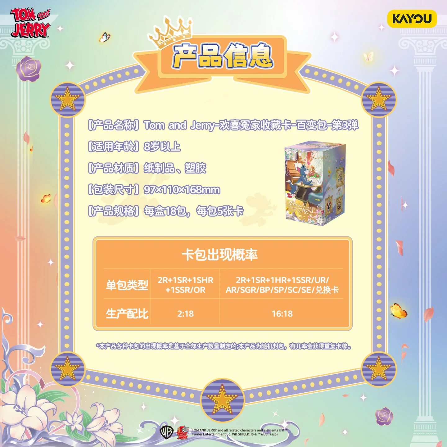 KAYOU Official Licensed Tom and Jerry Happy Enemies Multifarious Pack Series 3 Anime Merch Collectible Trading CardsGift forFans