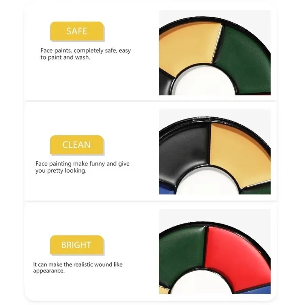 Makeup Kit 6 Colors Face Paint Palette Water Activated Clown Face Body Makeup Body Paint Palette Cosplay Party