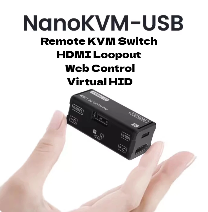 NanoKVM-USB | 4K HDMI KVM over USB | Web-Based Control | No Software Needed | USB Data Transfer | 1080p60 Capture