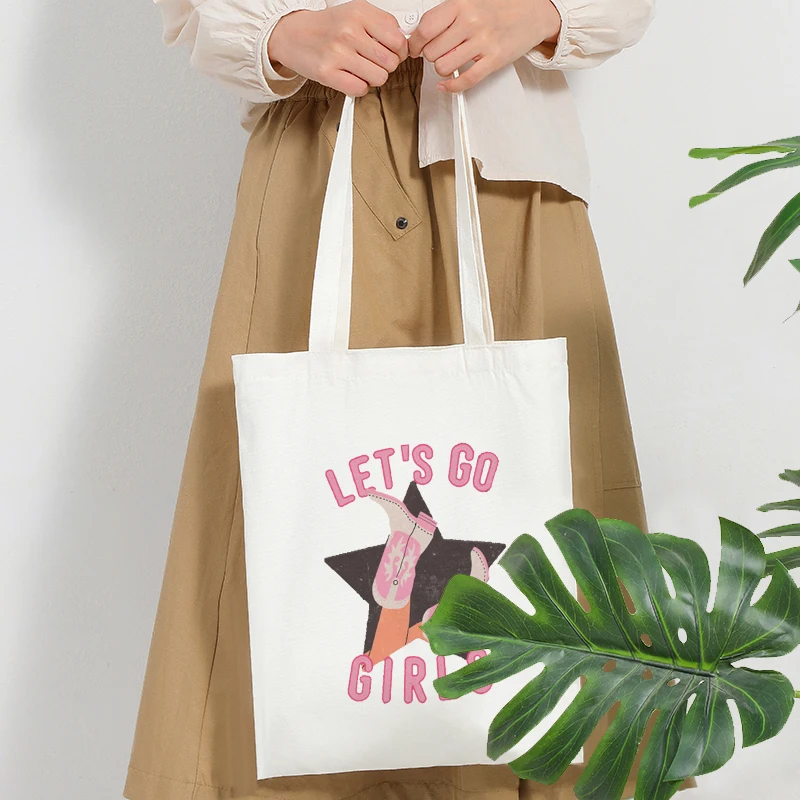 Lets Go Girls Man I Feel like a Bride Pattern Tote Bags Canvas Shoulder Bag women Folding Shopping Bag Summer Beach Bag for Lady