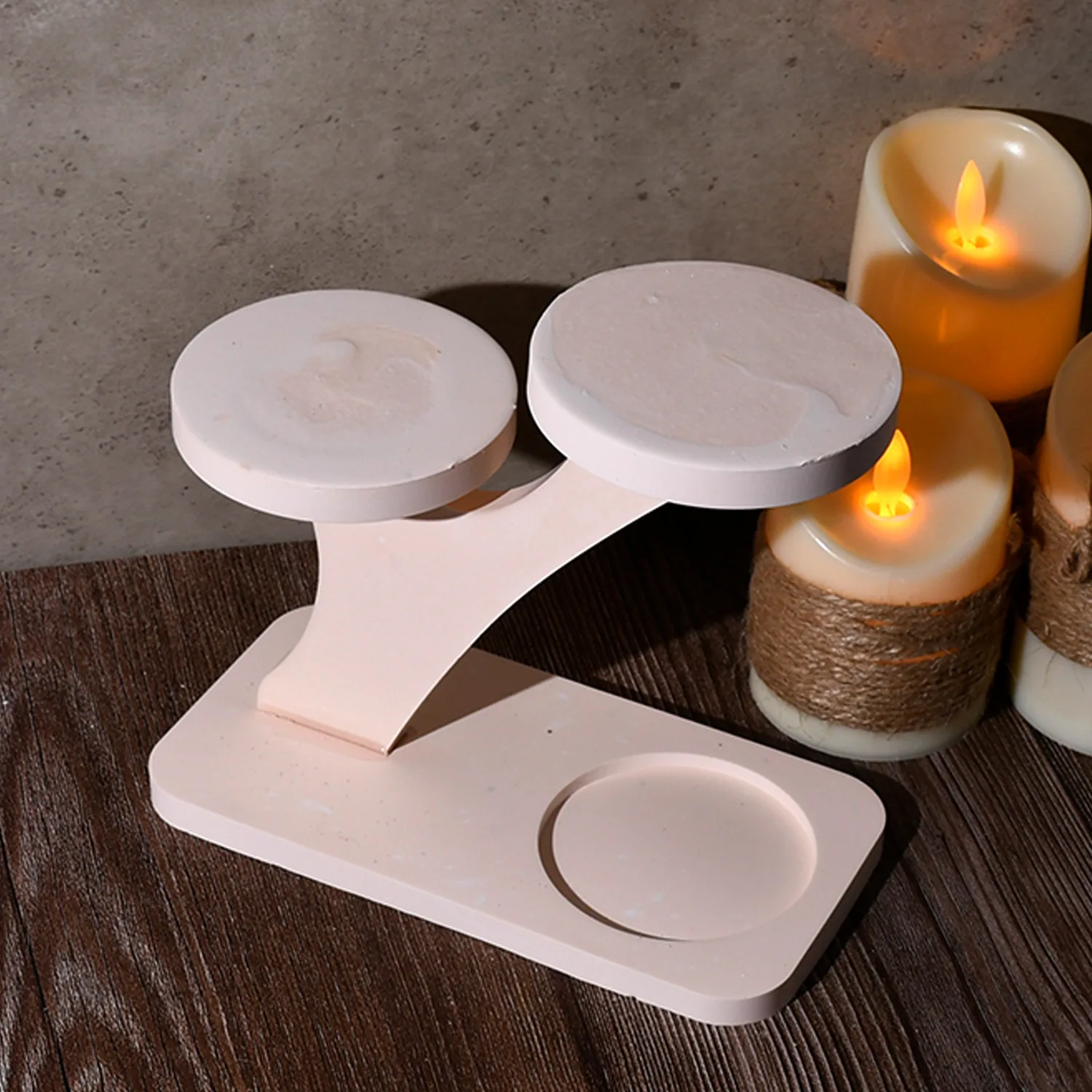 DIY epoxy resin mold candlestick holder splicing ornament silicone mold plaster candle lamp stand display view 4