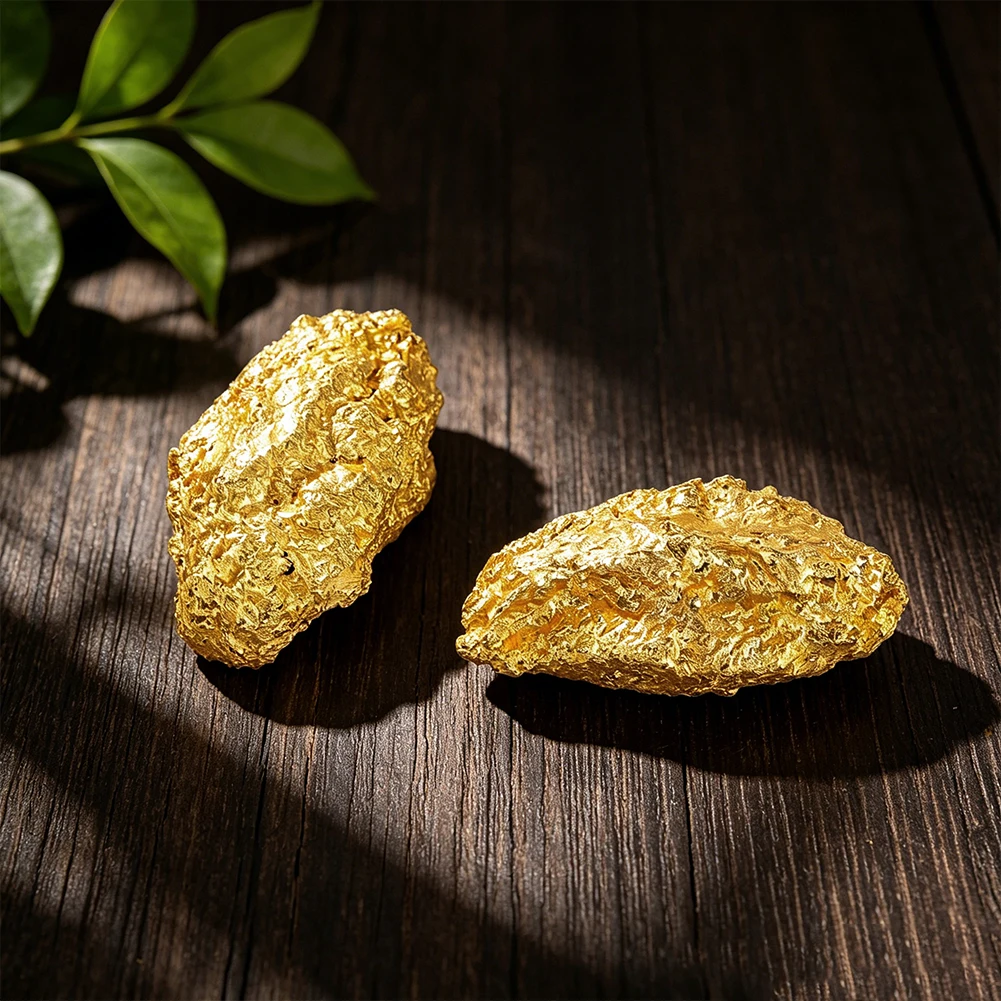 1pc Alloy Fake Gold Nuggets Figurine Miniatures Education Shop Display Props Feng Shui Wealth Lucky Decoration Craft Paperweight