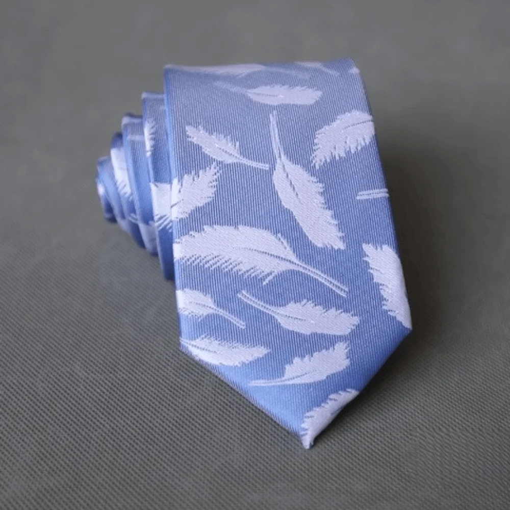 

Flower Feather Wedding Men Tie Red Blue Green 7cm Width Business Neckties Geometric Pattern Leaves Design Groom Cravat