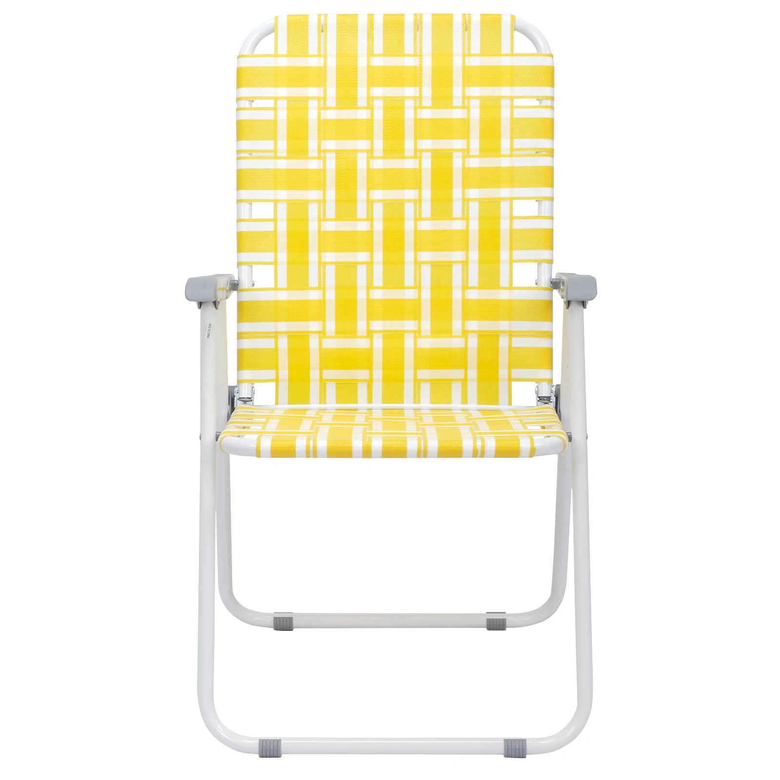 

2pcs Steel Tube PP Webbing Bearing 120kg Folding Beach Chair Yellow & White Strip