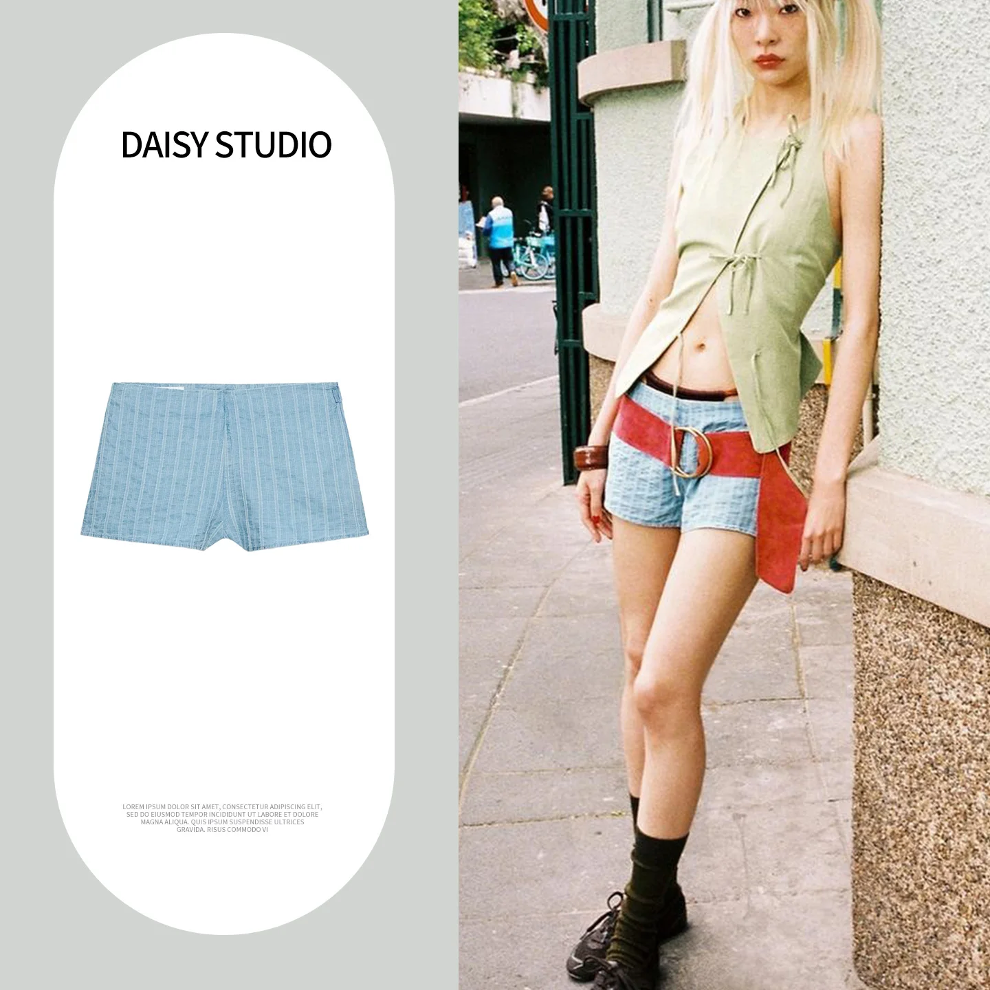 Summer New Arrival Zipper Straight Leg Low Waist Casual  Stripe Shorts Women's Fashion Commuter Style Polyester Fiber
