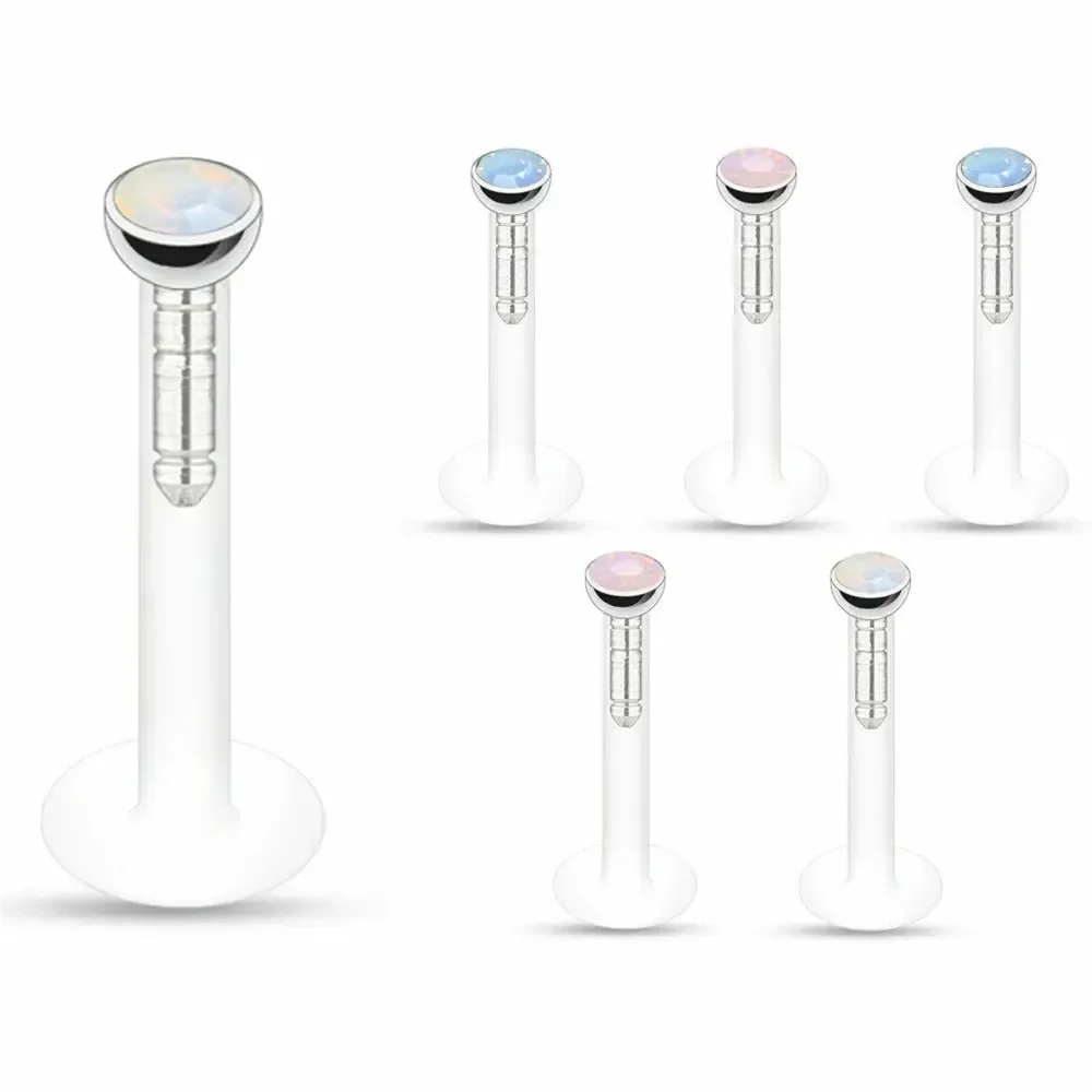 2pc 2mm Opalite Clear Acrylic Push In Labret Ring Monroe Lip 6/8/10/12mm Bar Ear Nose Stud Retainer Piercing 16g