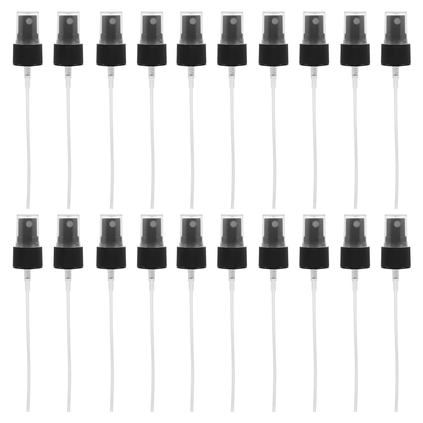 Tapa de pulverización de aceite esencial de 20 piezas, cabezal de bomba de niebla fina de repuesto, cabezal de pulverización negro compacto y duradero, bomba de botella de pulverización