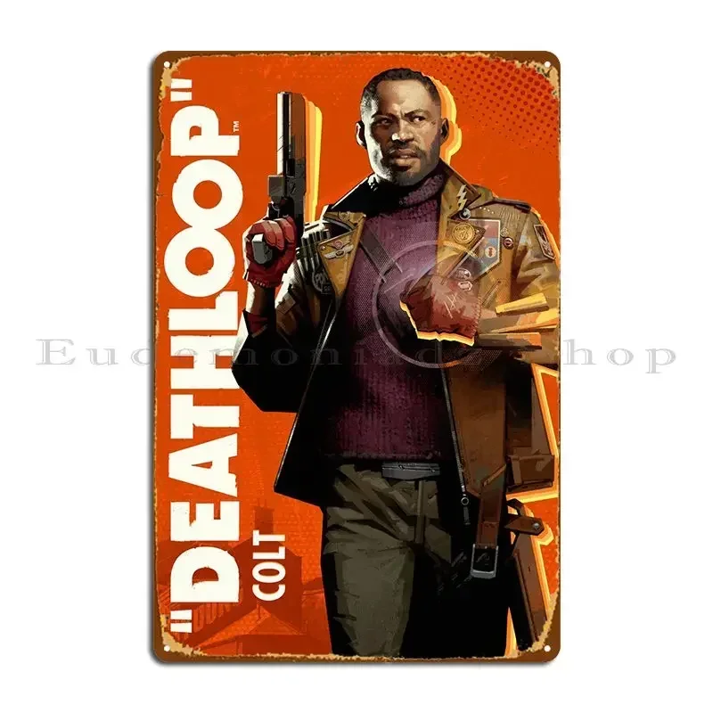 Colt Deathloop Metallschilder Club Wohnzimmer Personalisiertes Kino Rostiges Blechschild Poster