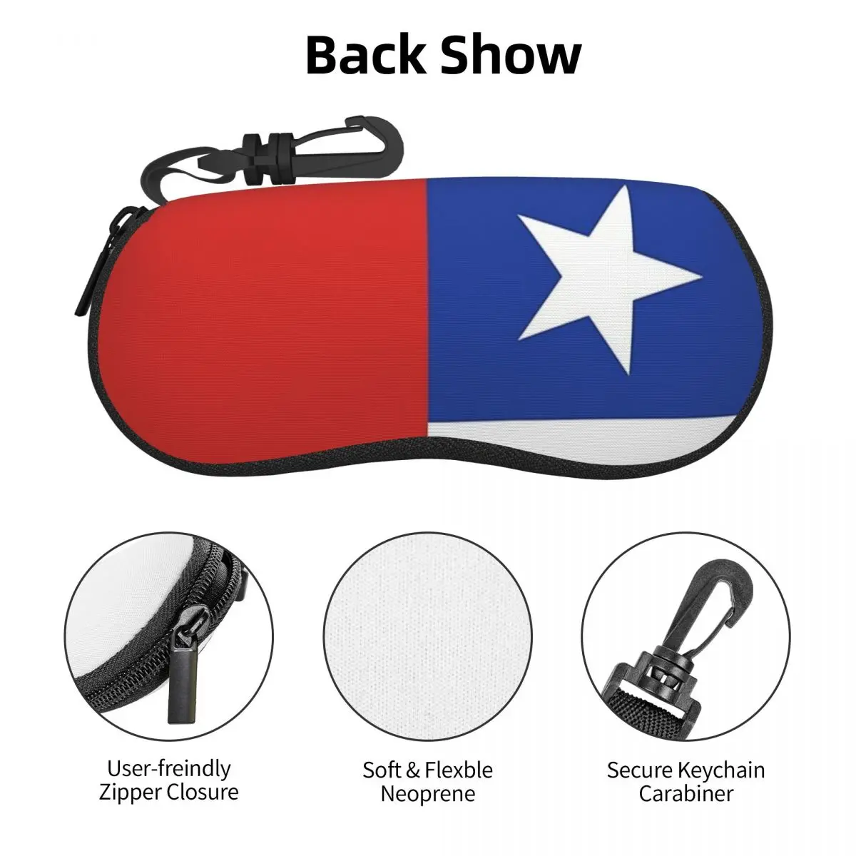 チリ国旗バナーシェルメガネケースプロテクターサングラスボックス女性男性ソフト眼鏡バッグポーチ