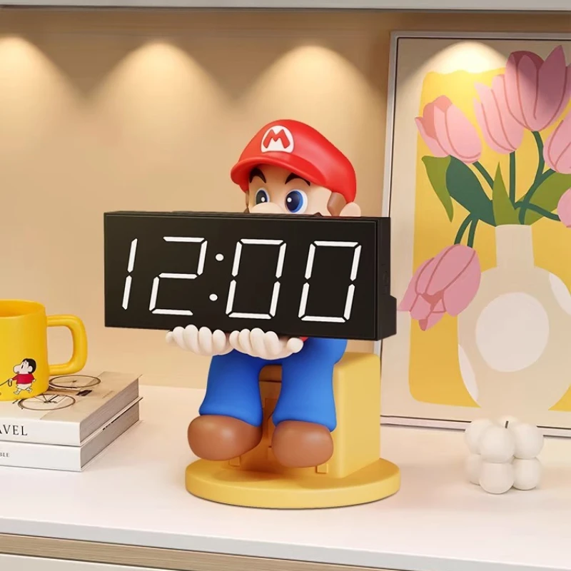 

Super Mario Cartoon Cute Electronic Clock Creative Kawaii Home Decoration Living Room Bedroom Desktop Ornament Festival Gift