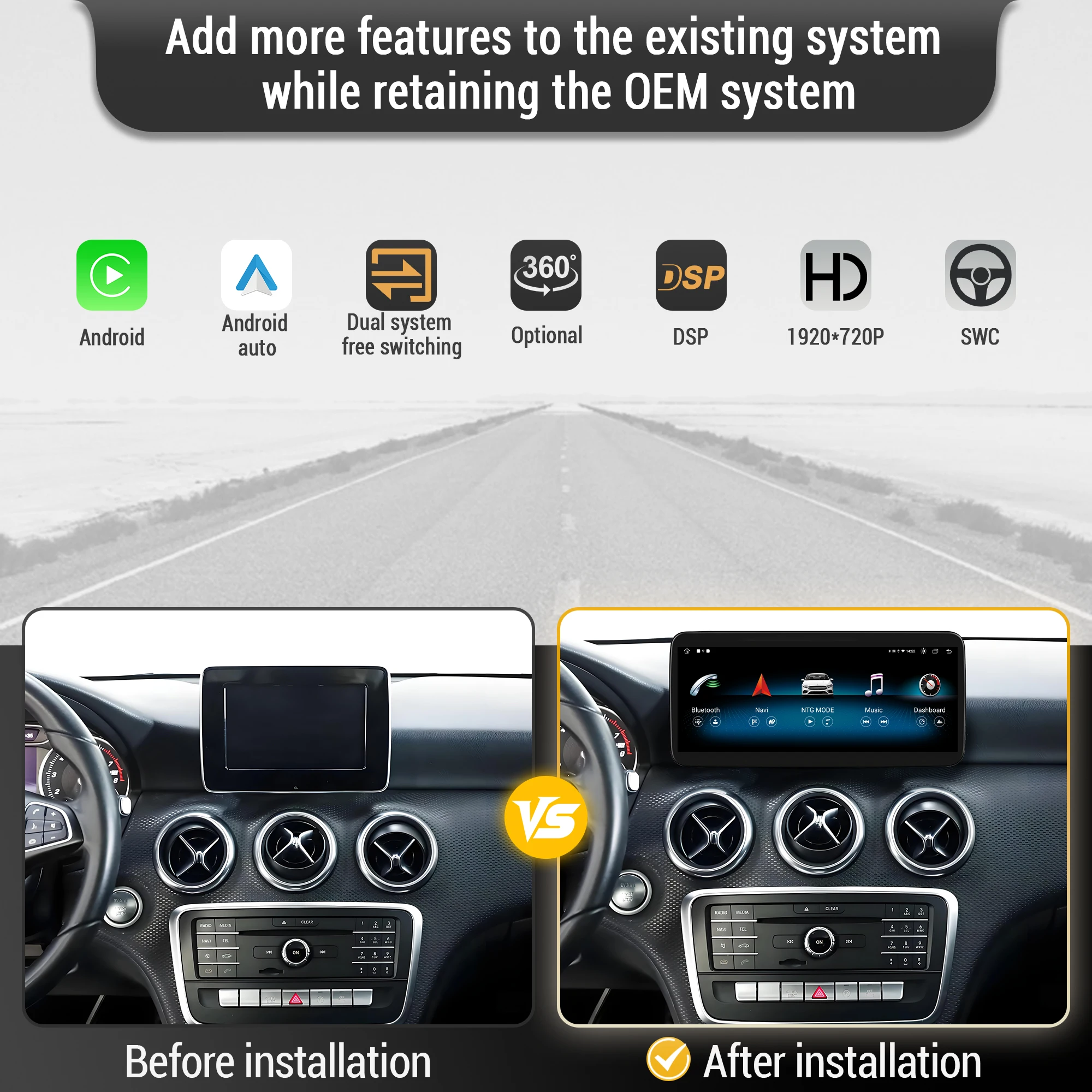 Car Radio For Mercedes Benz GLA X156 A-Class W176 2012 2013 2014 2015-2018 Wireless Carplay Snapdragon 680 CPU SM6225 Screen