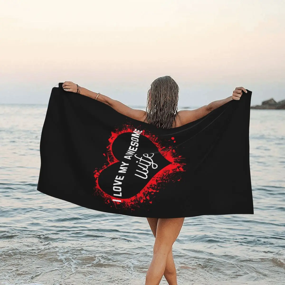 

I Love My Awesome Wife Beach Towel Soft Microfiber Quick Dry Absorbent Quick Towels For Pool