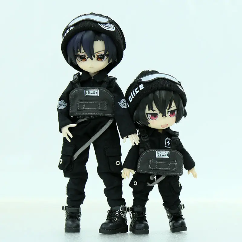 

1/12 Doll OB11 Clothes Set Jumpsuit + Vest + Hat Police Outfit For YMY Tall 14cm Body Clothing Accessories No Doll A2557