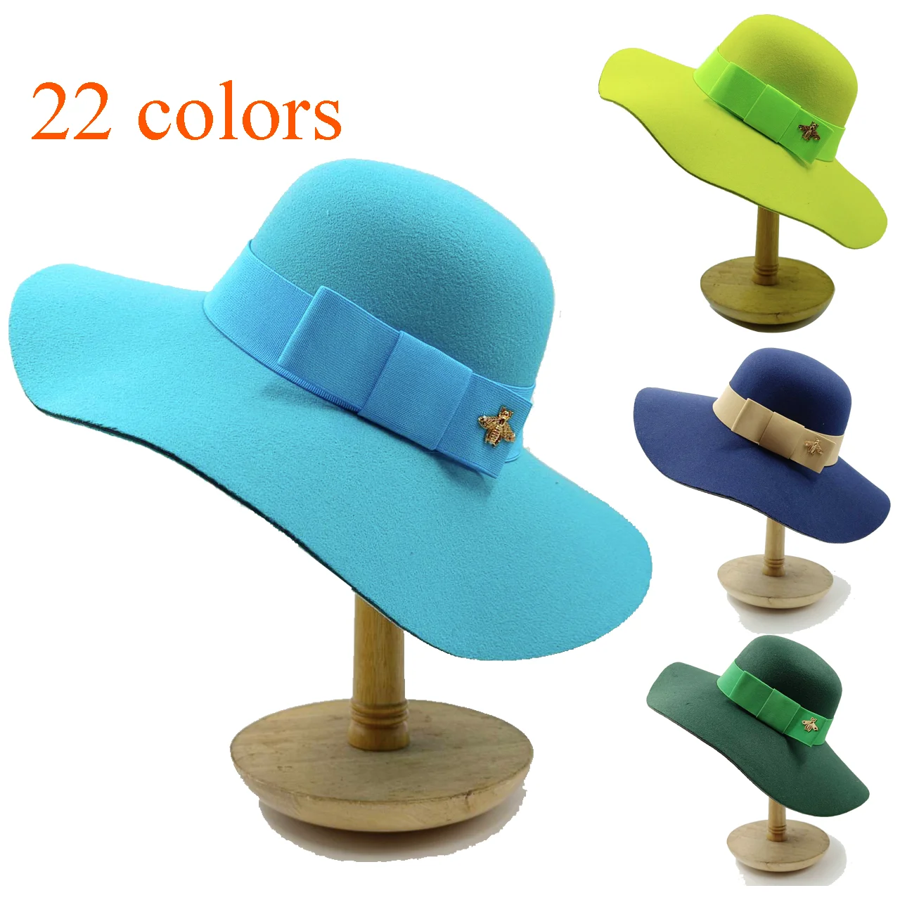 New Autumn Winter Women Girls Bowler Hats Elegant Soft Vintage Felt Fedoras Fashion Solid Ladies Floppy Hat Wide Brim Dome Cap