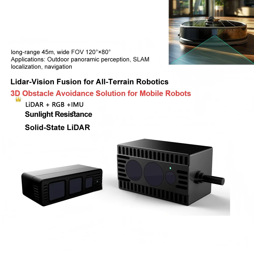 Solid State LiDAR Robot Camera Navigation RGB+ Depth 640x480 Resolution 20fps Large Viewing Angle Position Detector