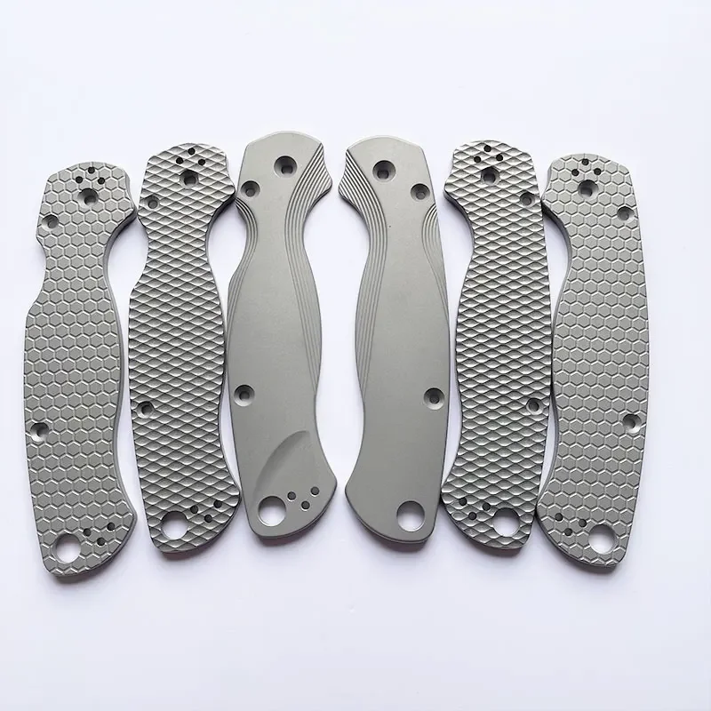 1pair New Titanium Alloy Blade Handle Patch for Spyderco Paramilitary 2 C81 Spider Knife Patch Material DIY Modified Accessories