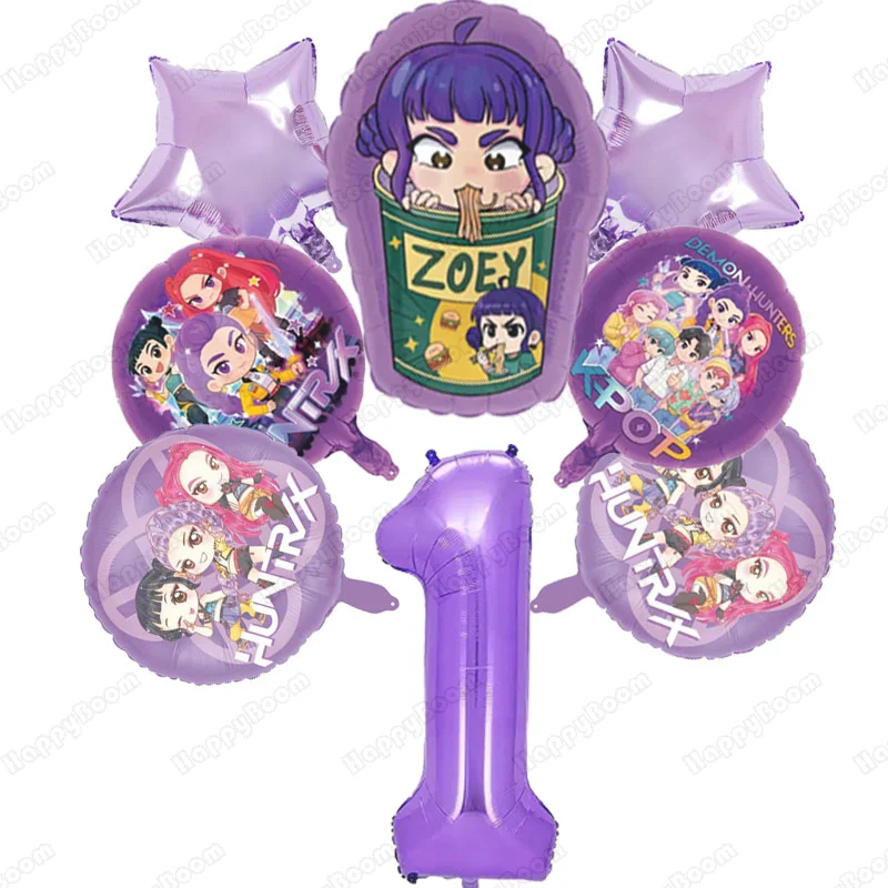 8 قطعة Kpop شيطان الصيادين بالونة عيد ميلاد مجموعة الموسيقى فتاة عدد بالونات ديكور الكرتون لوازم الحفلات استحمام الطفل لعبة هدايا الاطفال #2