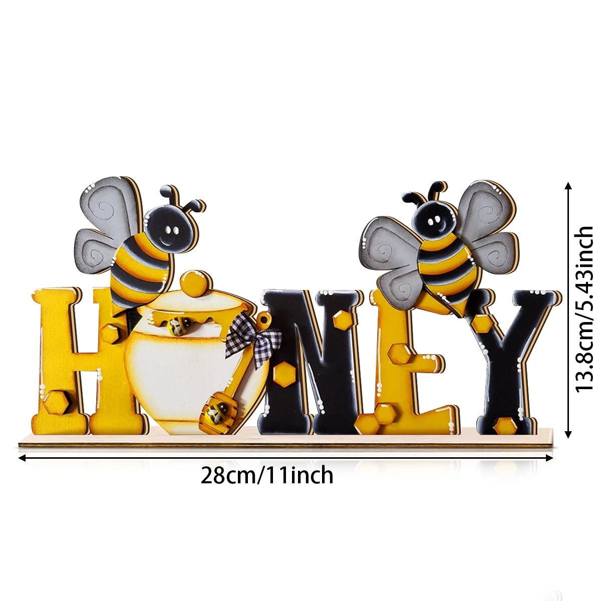1SET 3D summer bee wooden desktop decoration, HONEY cartoon bee letters, home desktop decoration