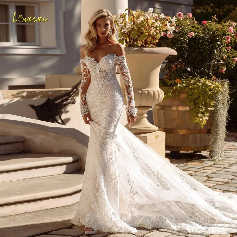 Loverxu Mermaid Sexy Wedding Dresses For Women Sweetheart Vestido De Novia Lace Embroidery Luxury Custom Made Bridal Gowns