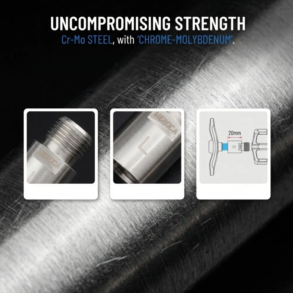 1 Pair Chrome-Molybdenum Steel Bike Pedal Extenders CNC Machining 20mm Extended Pedal Extenders 9/16 Inch Threaded Silver