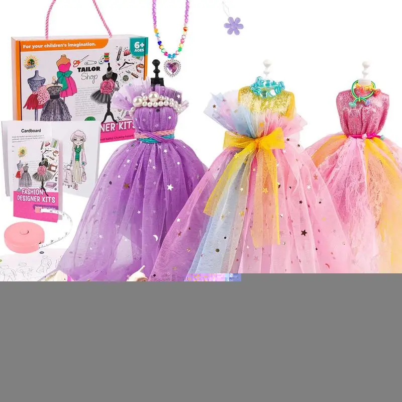 

Kids Fashion Design Kit 345pcs Kids Sewing Kits Creative Fashion Studio Kit With 2 Mannequins For Girls Aged 6 Halloween