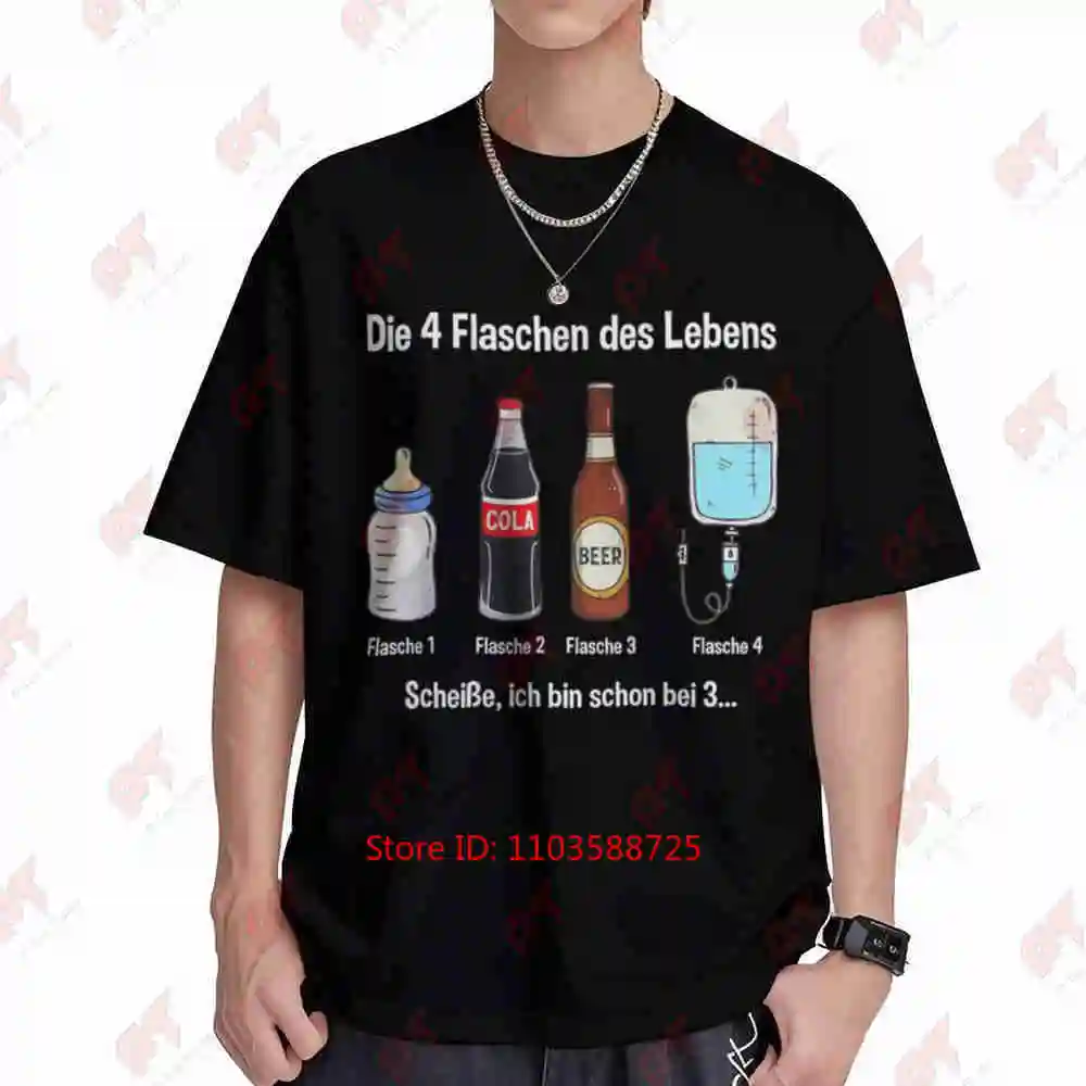 Alcohol Free Party German Beer Bottle No Drinking Warning Short Sleeve Tee 100% Cotton T-Shirt
