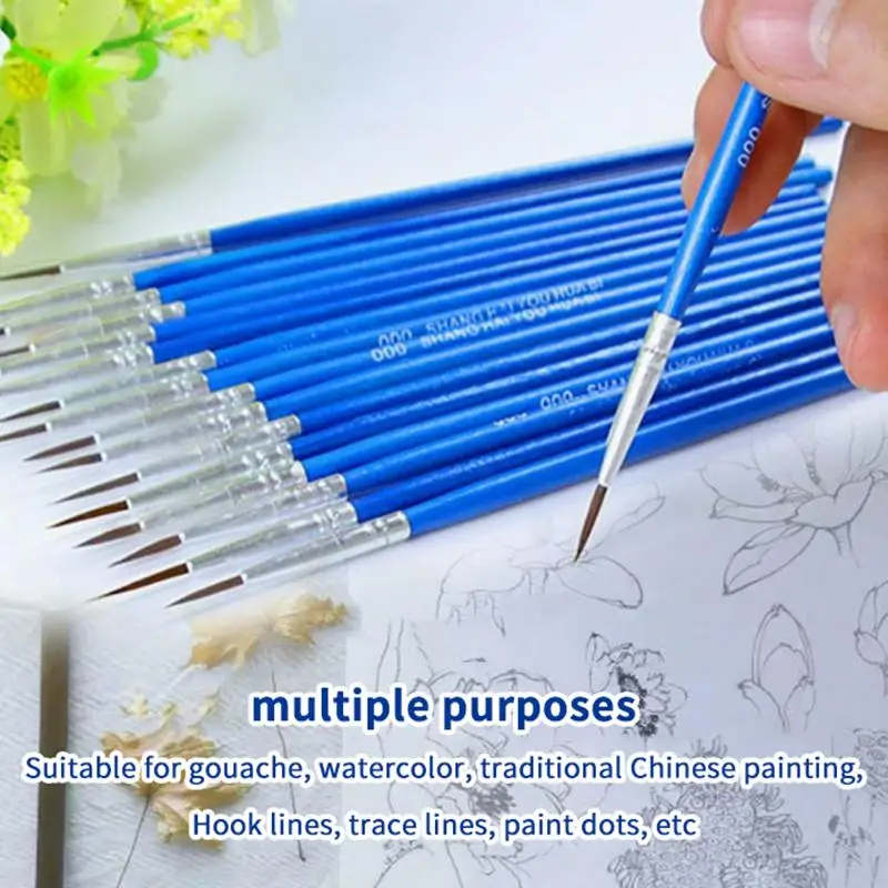 Professional 20pcs Painting Brush Kit for Artists Hook Line Pen Fine Detail Multifunction for Acrylic Watercolor Oil Works