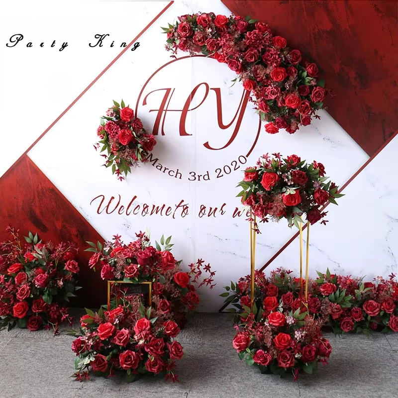 

Silk Artificial Flowers Arch Background Decoration for Outdoor Wedding Stage Party Props Home Decor Silk Flower Ball Arrangement