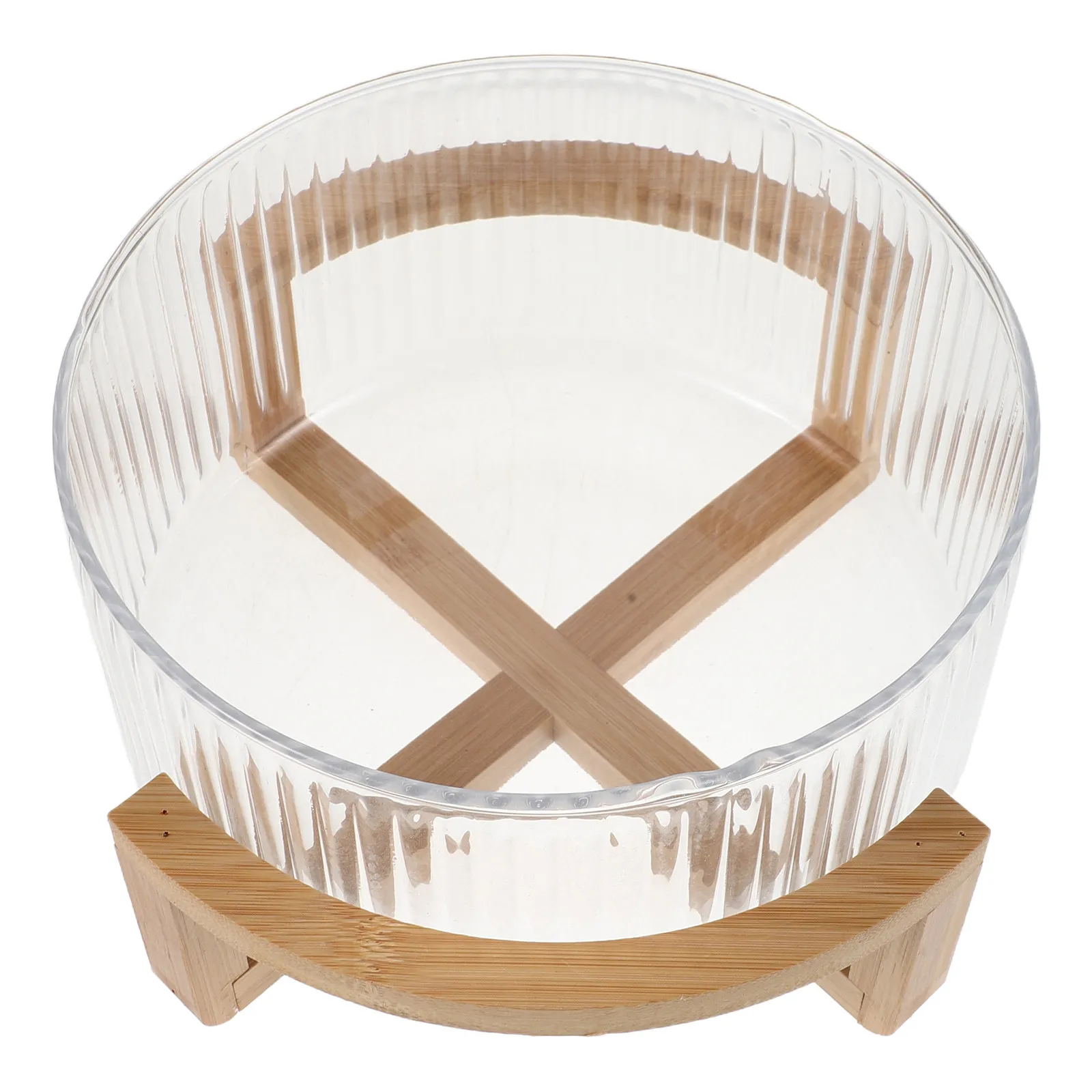 Glass Salad Bowl 1.8L Vertical Striped Clear Fruit Serving Bowl Large Capacity Decorative Centerpiece Dish for Dining Table view 3