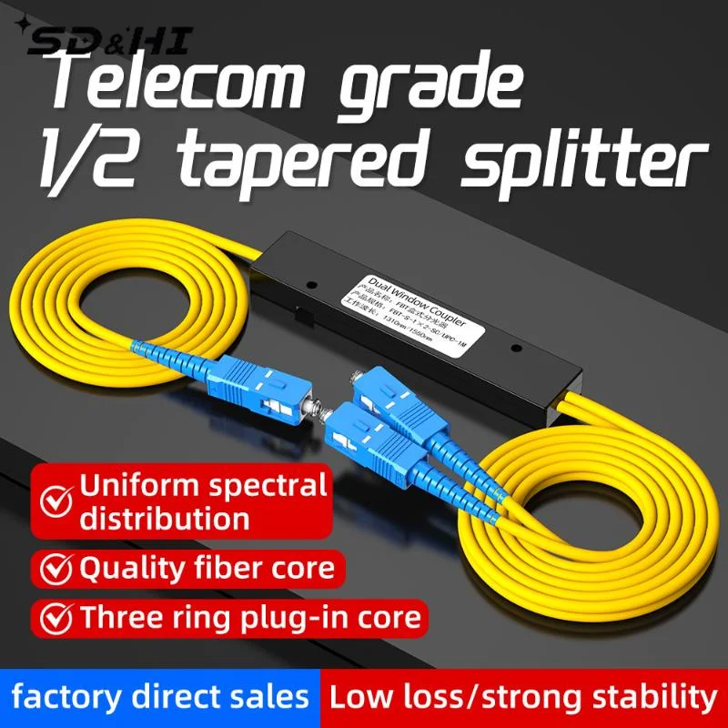 1 bis 2 Splitter SC FC UPC 1X2 PLC Fiber Optical Splitter SC/UPC PCL Taper Typ Splitter Computer Kabel Kabel Ärmeln