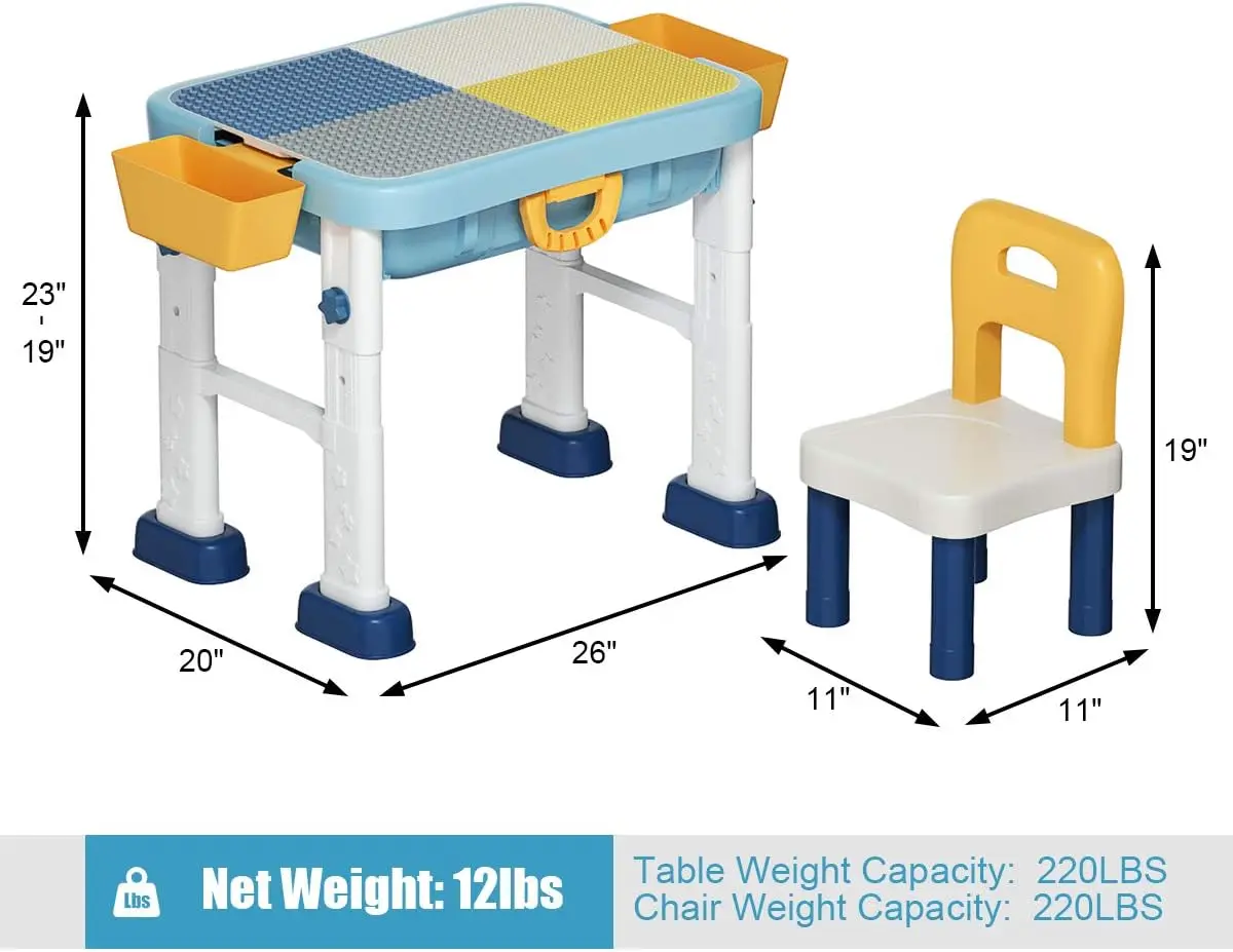 Mesa Infantil e Cadeira Set, Tabela Atividade, 6 em 1