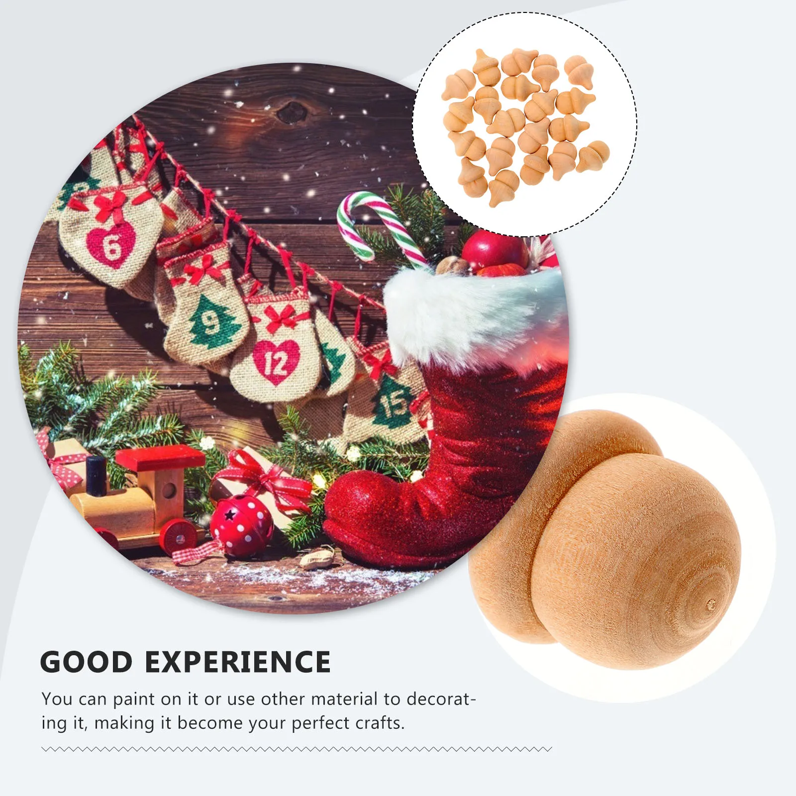 

20 Pcs Wooden Acorns Unfinished DIY Craft Supplies for Kids Paint Smooth Natural Wood Body Eco Friendly Gifts
