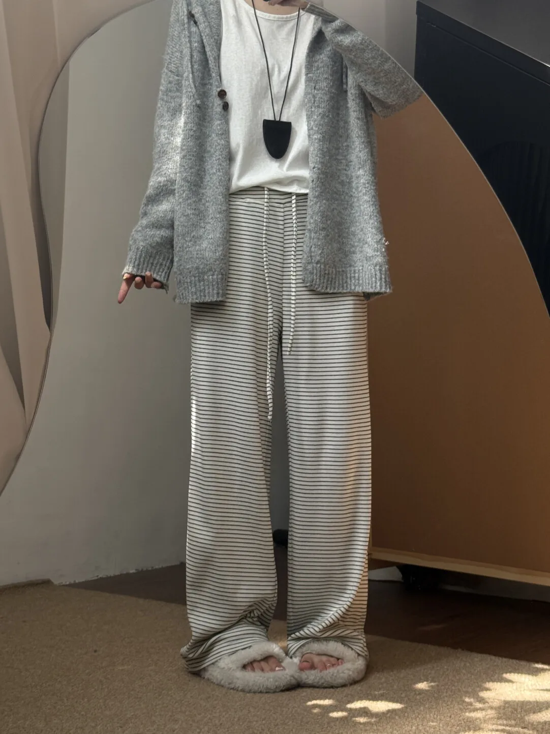 

Женские утепленные спортивные брюки с широкими штанинами и полосатым дизайном, осенне-зимние повседневные брюки с высокой талией, удобные, из хлопка