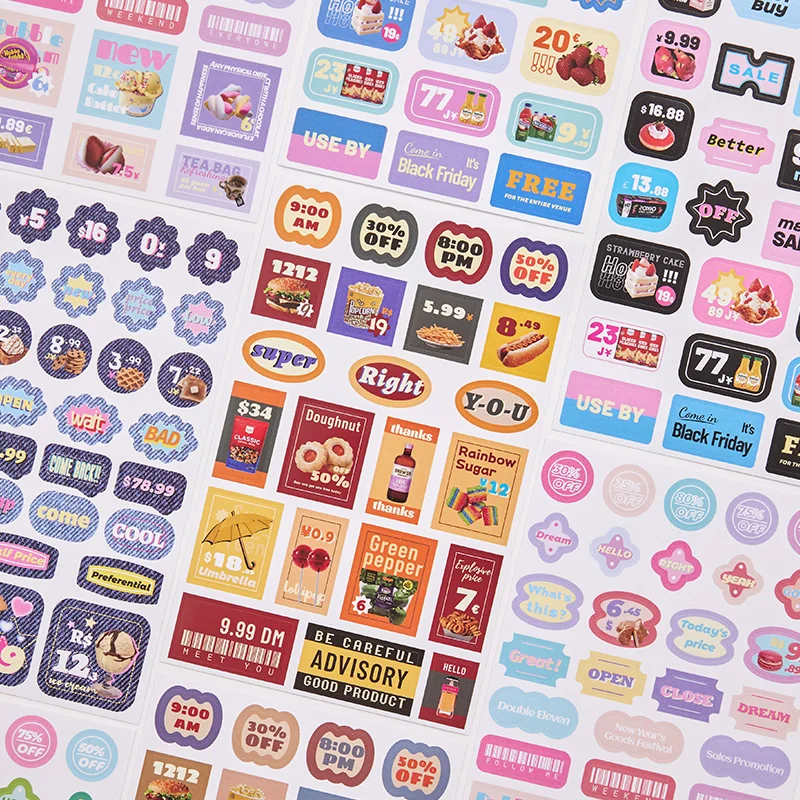 Cute Lovely Adhesive Paper Sticker, Institute Series Label, 8 Pacotes por Lote