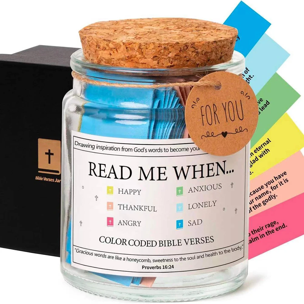 Bible Verses in A Jar Bible Verse Jar Christian Scripture Jar Bible Verse Cards Jar Prayer Request Cards for Daily Reflection
