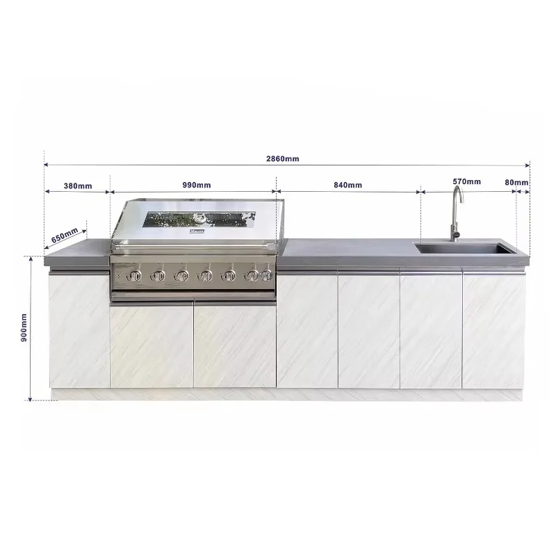 Villa courtyard barbecue outdoor washbasin storage cabinet integrated workbench cabinet kitchen stainless steel