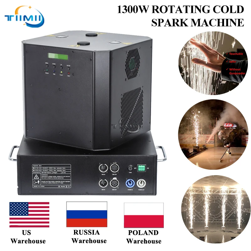 

ROTATING COLD 1300W SPARK MACHINE for Wedding Occasion Fireworks Cold Sparkler Fireworks Machine Stage Dmx512 Remote Control