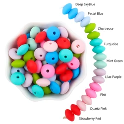 36PCS/lot Lentil Beads 12mm Silicone Abacus Focal Beads DIY Keychain Bracelet Loose Beads Accessories For Jewelry Making