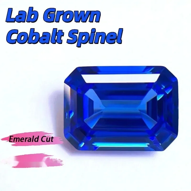 Lab Grown Cobalt Spinel Emerald Cut Gemstone Blue Demon Color Beads For Rings Earring Jewelry Making Selectable Certificate