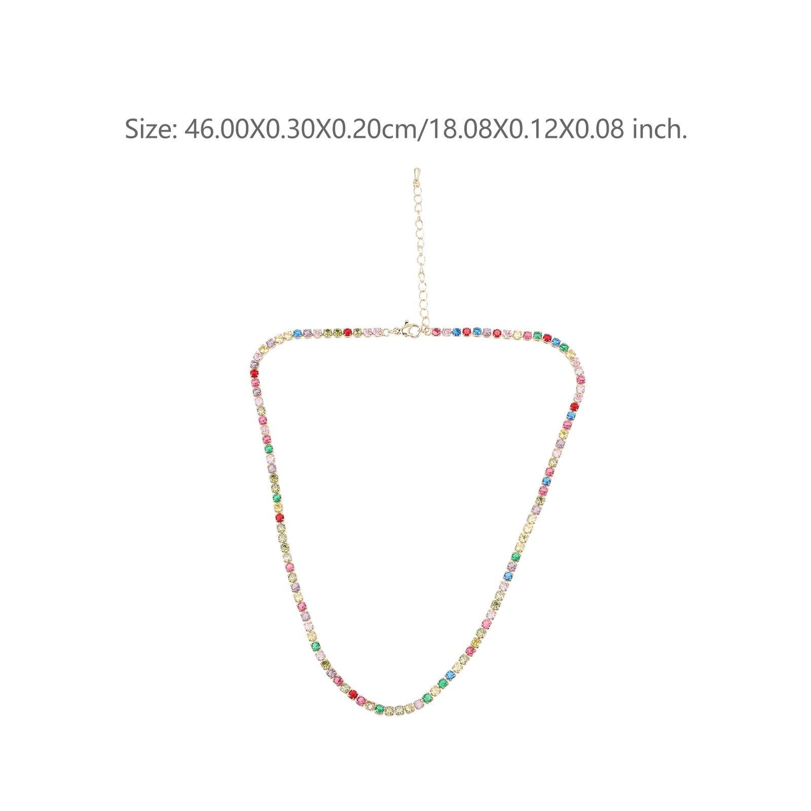 

Zircon Necklace Crystal Rhinestone Tennis Chain Women Jewelry Copper Color Exquisite Design Lightweight Everyday Wear Party