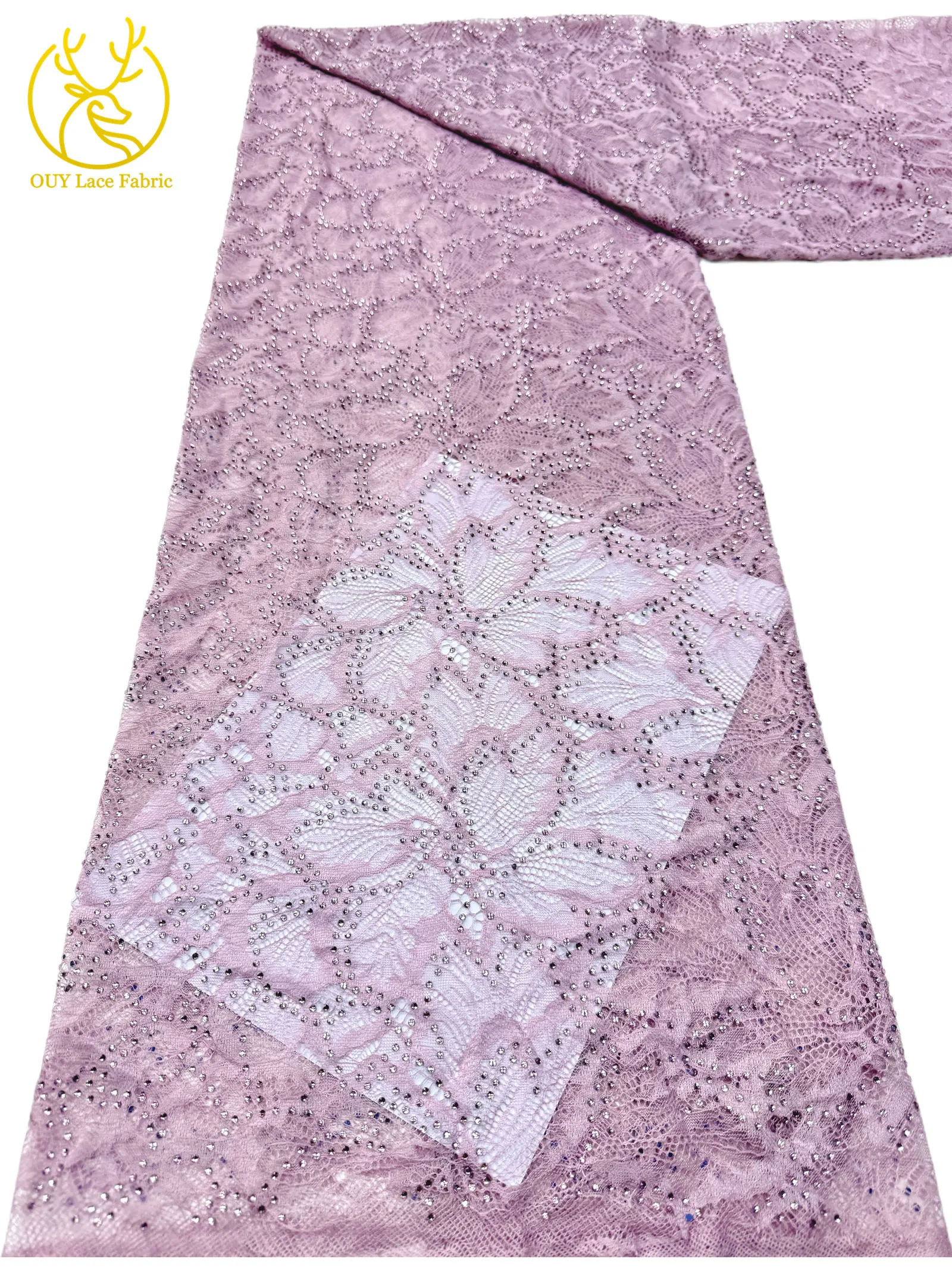 Nigerianischer Glasdiamant-Tüll-Spitzenstoff, französische Pailletten-Spitze, afrikanischer Spitzenstoff für Partykleid, Hochzeitskleid, 5 Yards – Detail 16
