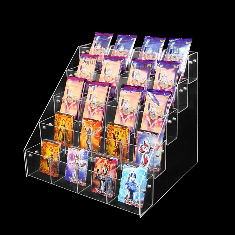 Display Stand Four-Grid Pen Holder Multi-Layer Card Game Props Table Game Poker Classification Storage Box Collection Display